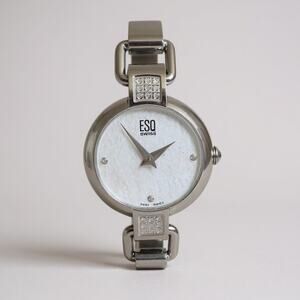 ESQ by Movado Watch E5407 Diamonds SS White MOP Dial Bangle Bracelet